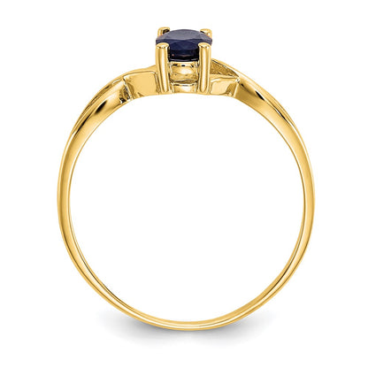 10K Yellow Gold Polished Genuine Sapphire Birthstone Ring