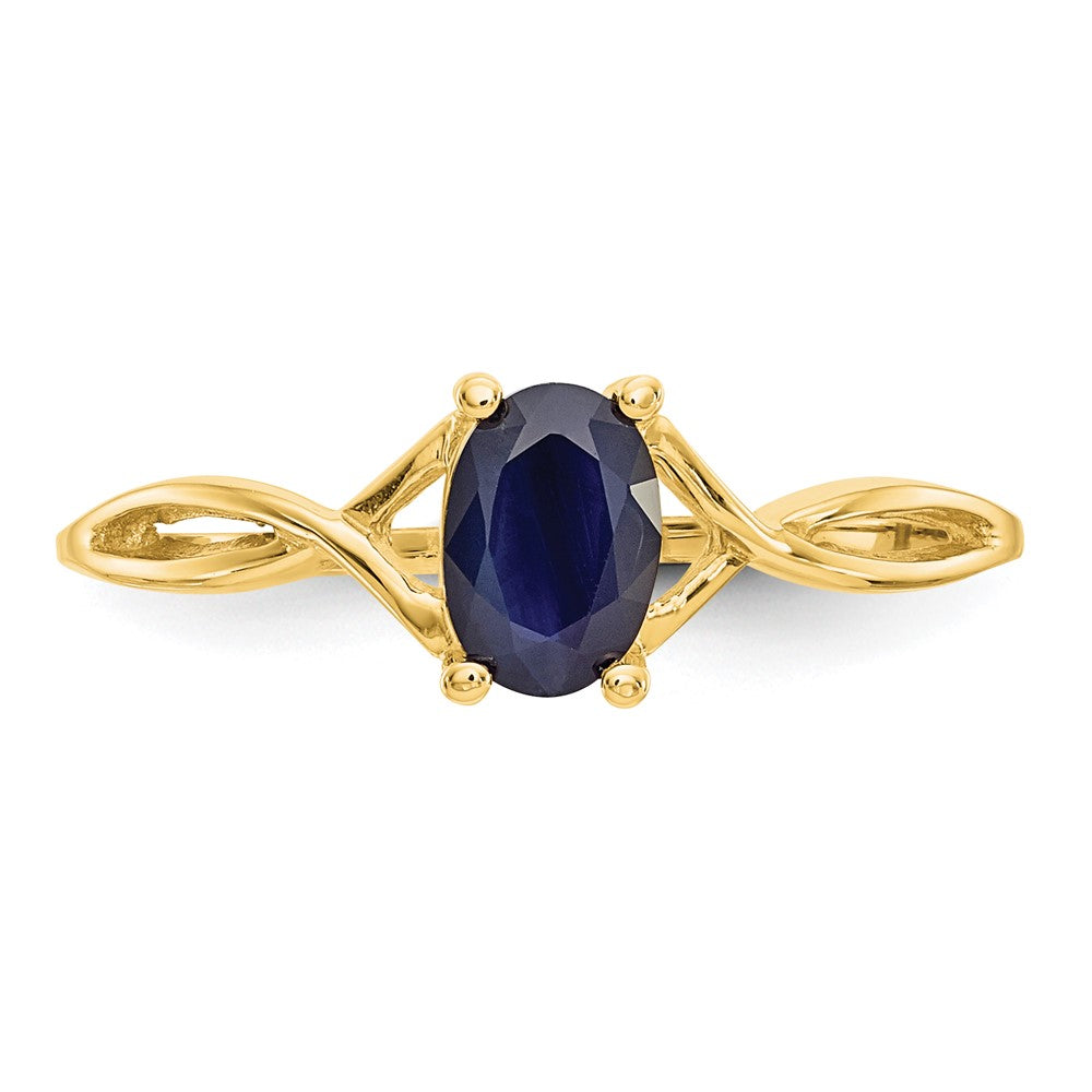 10K Yellow Gold Polished Genuine Sapphire Birthstone Ring