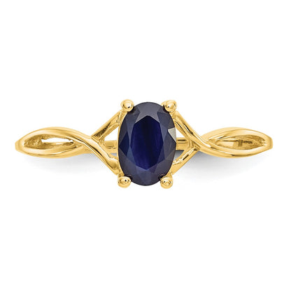10K Yellow Gold Polished Genuine Sapphire Birthstone Ring