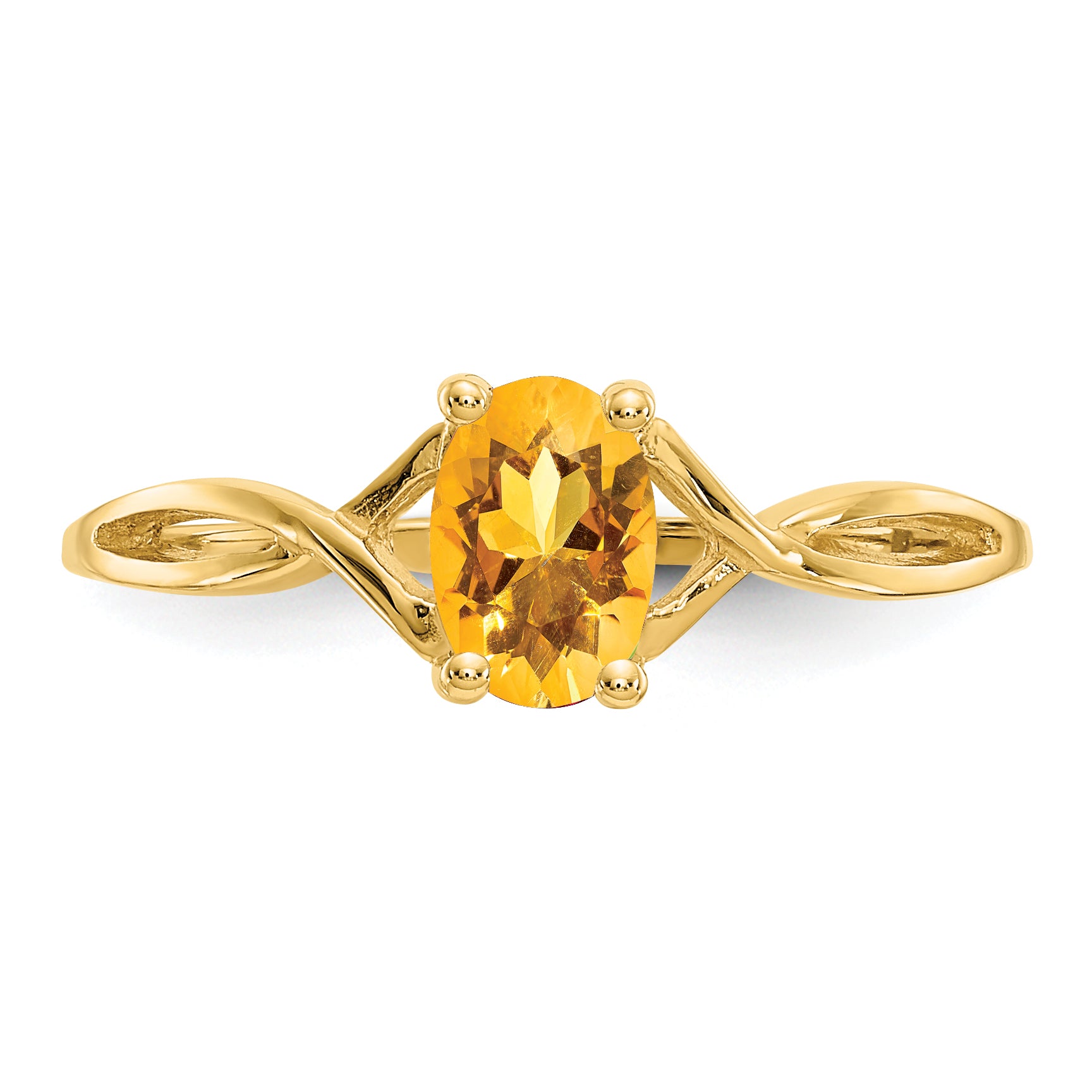 10K Yellow Gold Polished Genuine Citrine Birthstone Ring