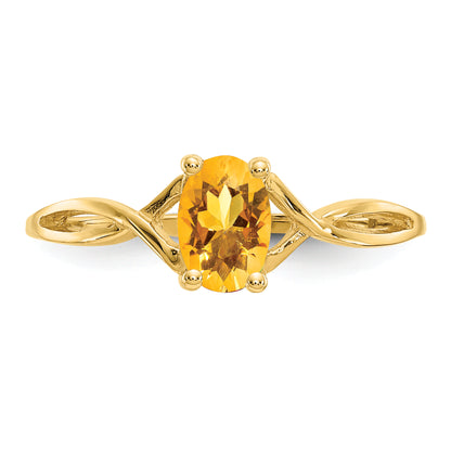 10K Yellow Gold Polished Genuine Citrine Birthstone Ring