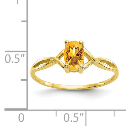 10K Yellow Gold Polished Genuine Citrine Birthstone Ring