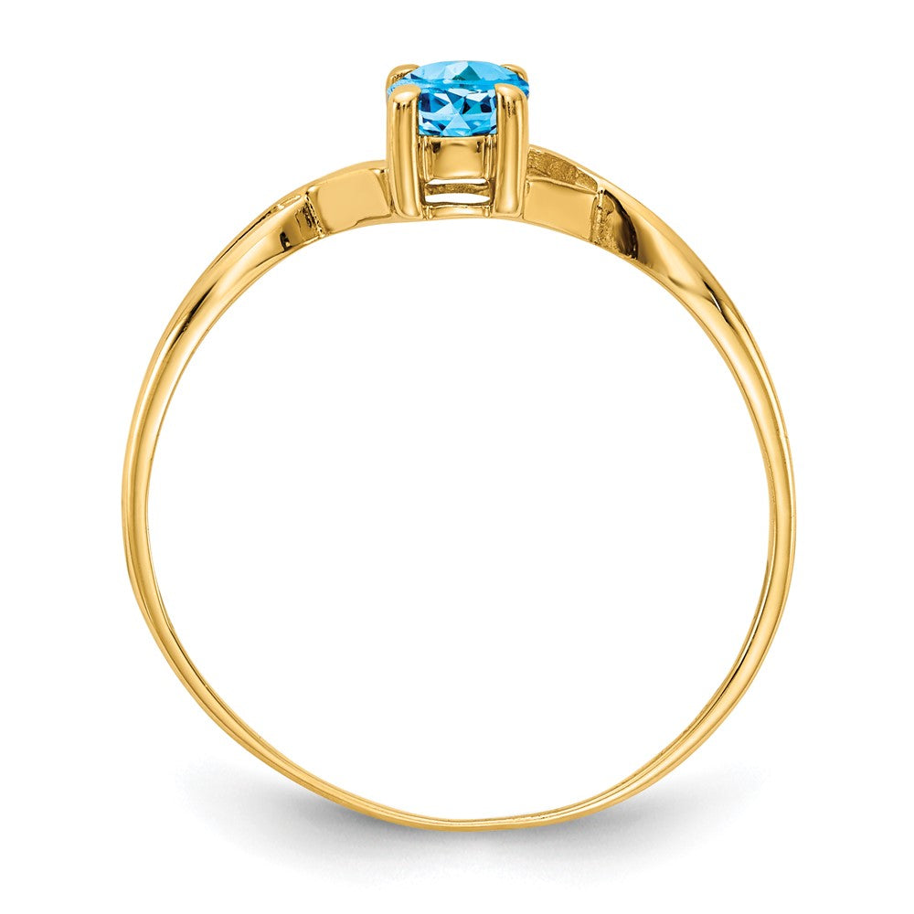 10K Yellow Gold Polished Genuine Blue Topaz Birthstone Ring