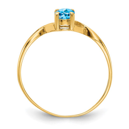 10K Yellow Gold Polished Genuine Blue Topaz Birthstone Ring