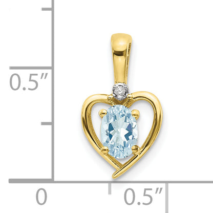 10K Yellow Gold 10K Diamond And Aquamarine Pendant