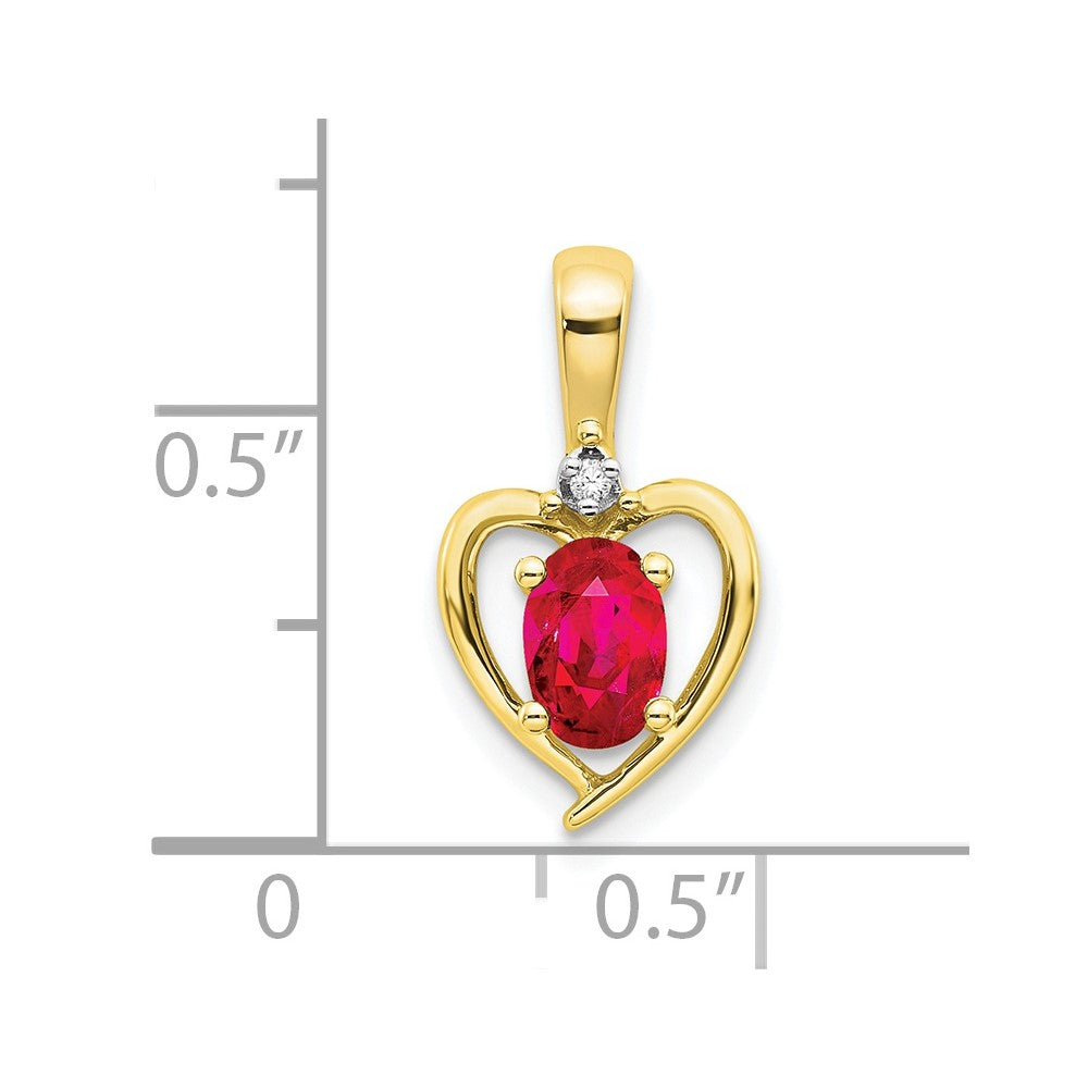 10K Yellow Gold 10K Diamond And Ruby Pendant