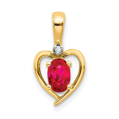 10K Yellow Gold 10K Diamond And Ruby Pendant