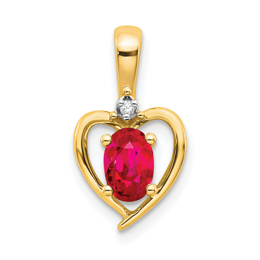 10K Yellow Gold 10K Diamond And Ruby Pendant