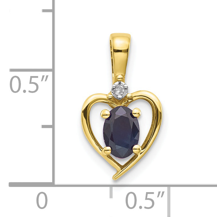 10K Yellow Gold 10K Diamond And Sapphire Pendant