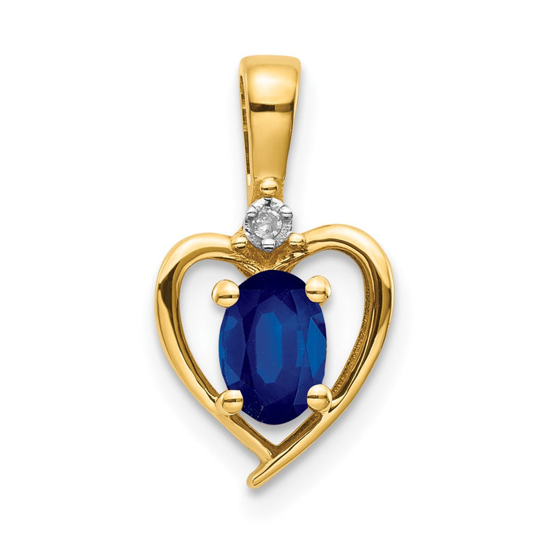 10K Yellow Gold 10K Diamond And Sapphire Pendant