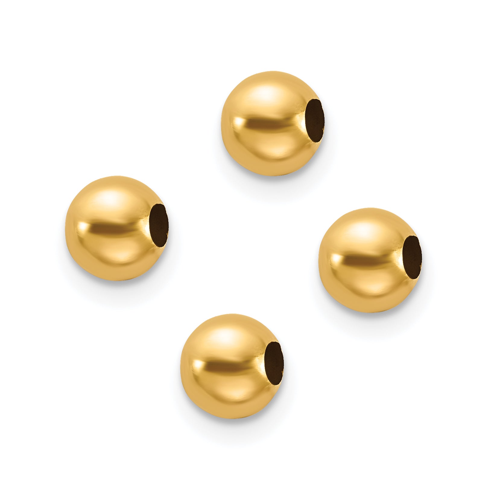 10K Yellow Gold Set Of 4, 4mm Spacer Beads