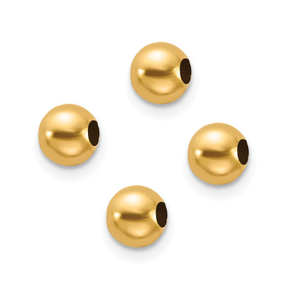 10K Yellow Gold Set Of 4, 4mm Spacer Beads