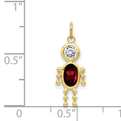 10K Yellow Gold January Boy Birthstone Charm