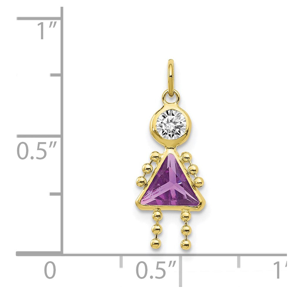 10K Yellow Gold February Girl Birthstone Charm