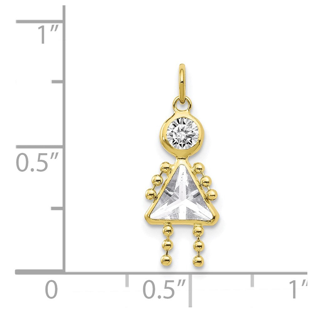 10K Yellow Gold April Girl Birthstone Charm