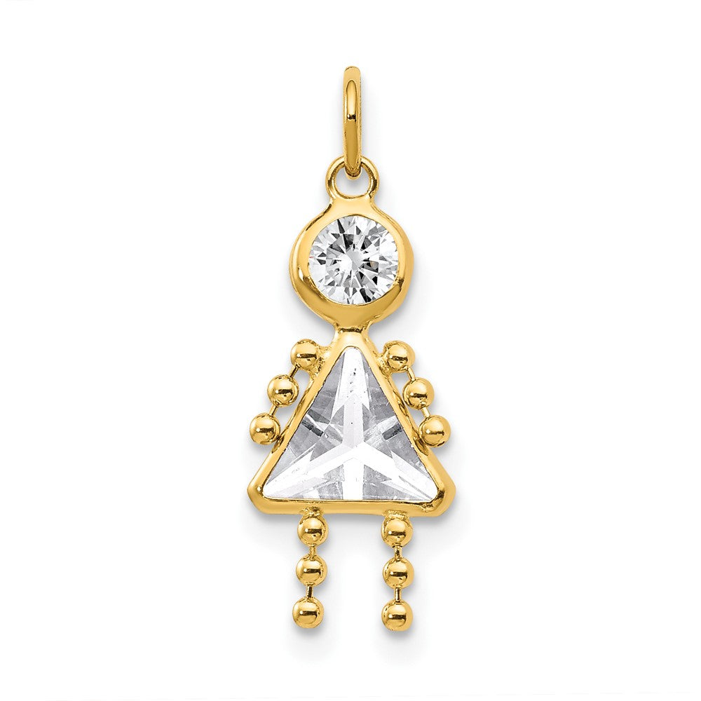 10K Yellow Gold April Girl Birthstone Charm