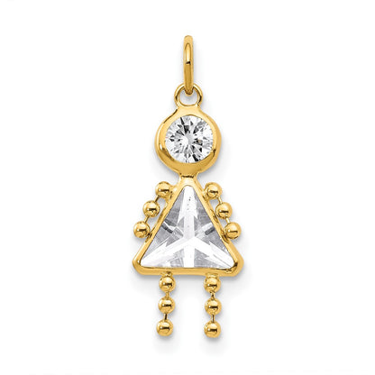 10K Yellow Gold April Girl Birthstone Charm