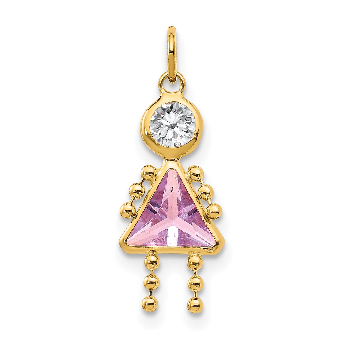 10K Yellow Gold June Girl Birthstone Charm