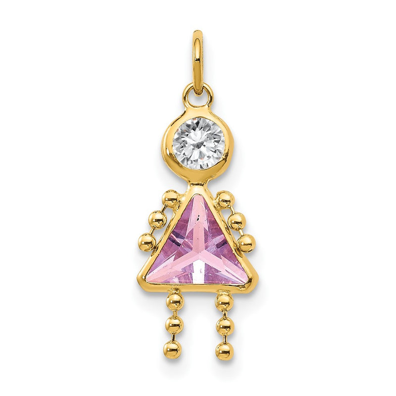 10K Yellow Gold June Girl Birthstone Charm