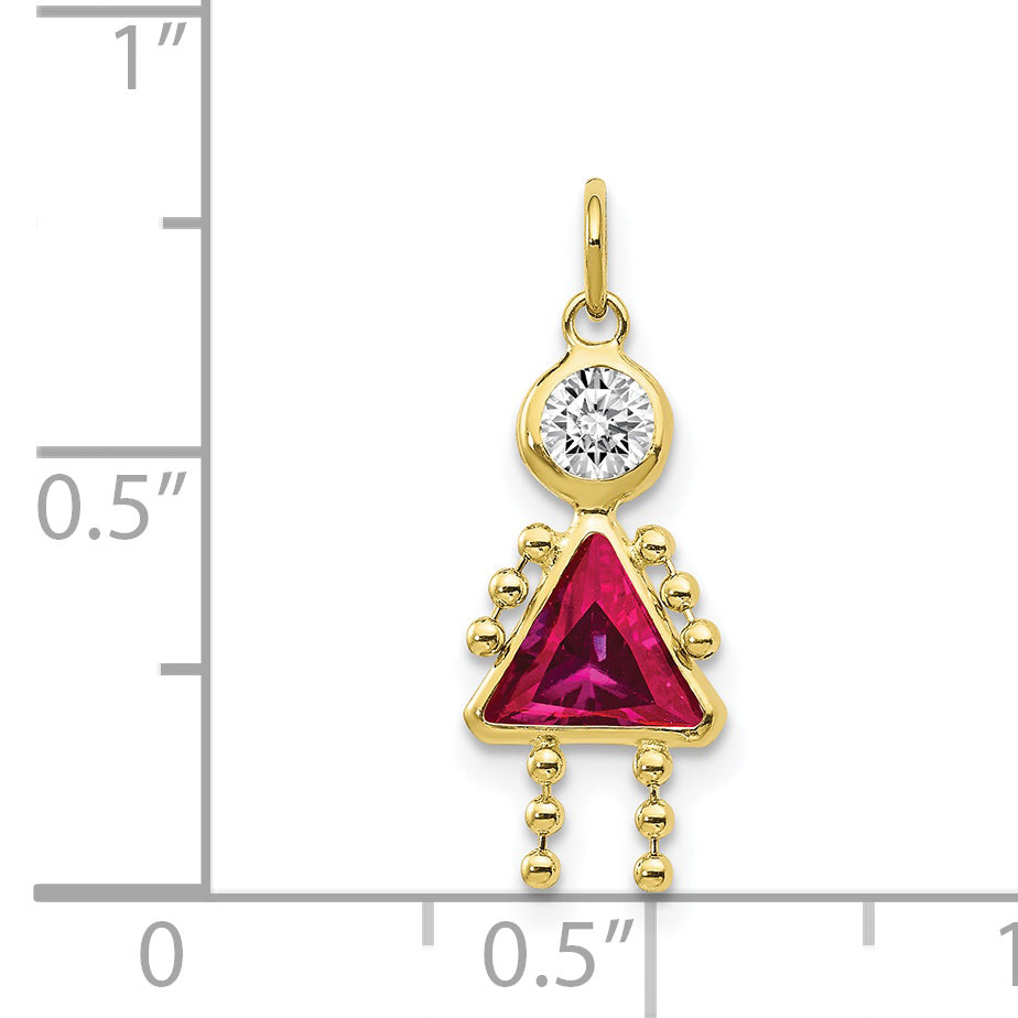 10K Yellow Gold July Girl Birthstone Charm