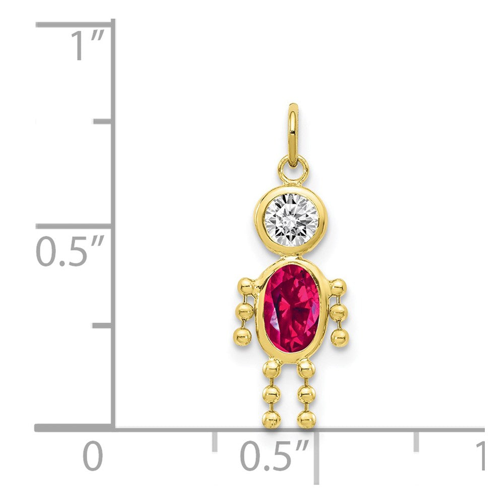 10K Yellow Gold July Boy Birthstone Charm