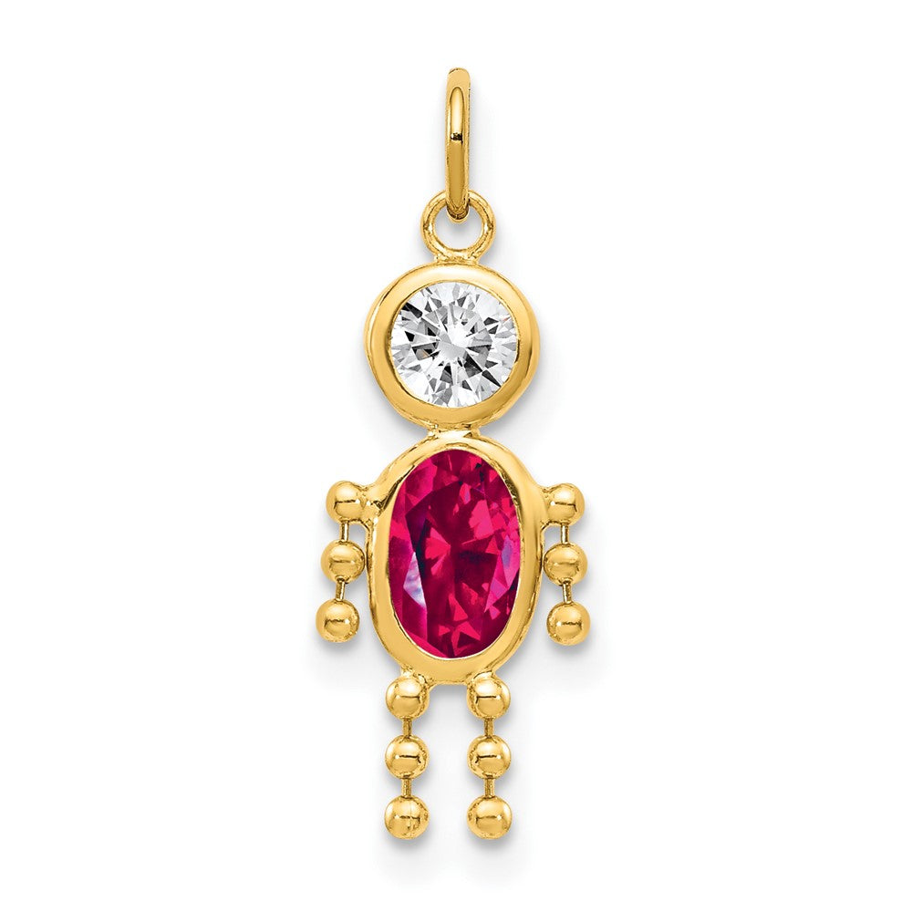 10K Yellow Gold July Boy Birthstone Charm