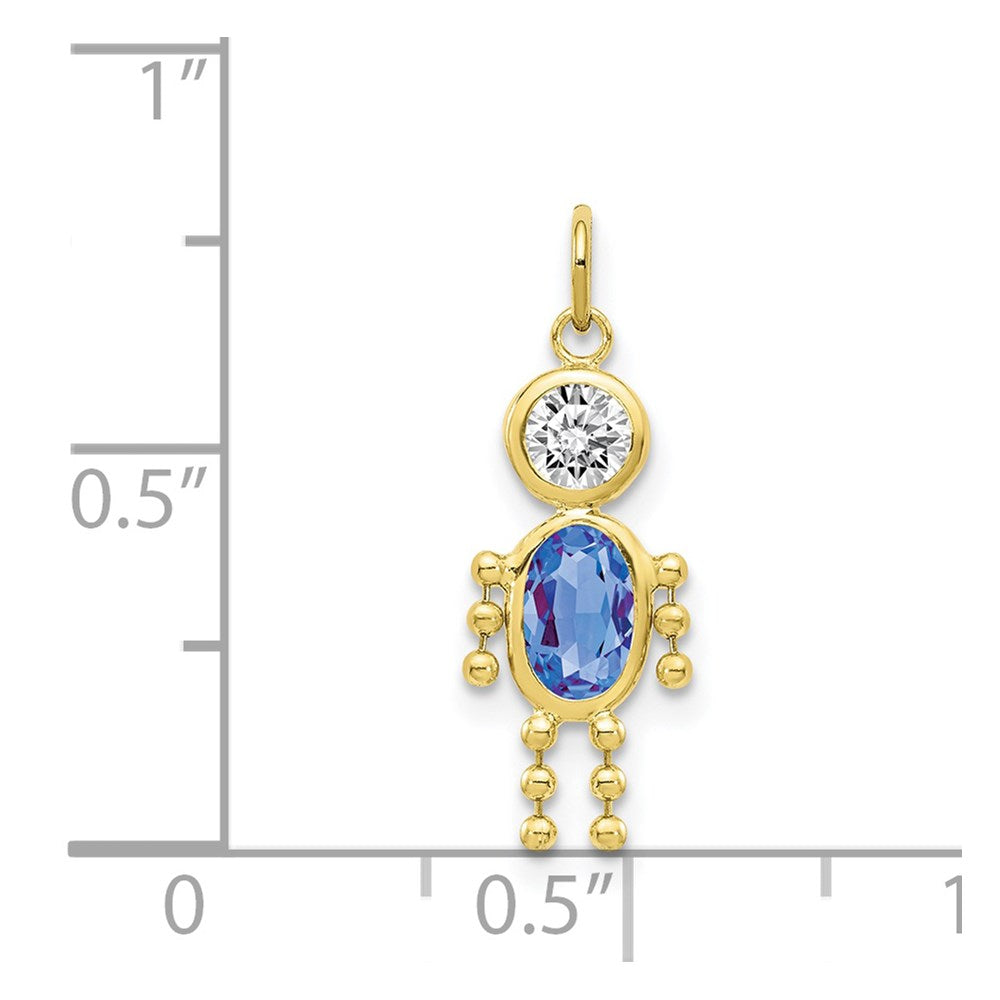 10K Yellow Gold September Boy Birthstone Charm