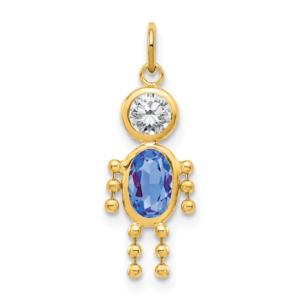 10K Yellow Gold September Boy Birthstone Charm