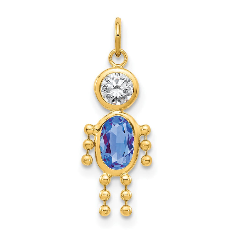 10K Yellow Gold September Boy Birthstone Charm