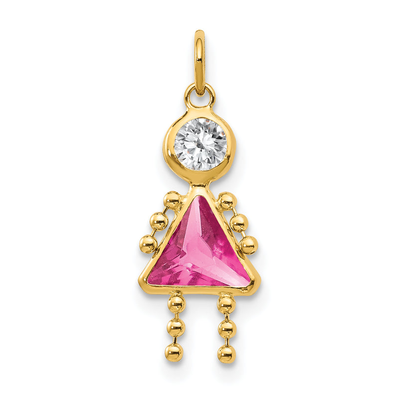 10K Yellow Gold October Girl Birthstone Charm