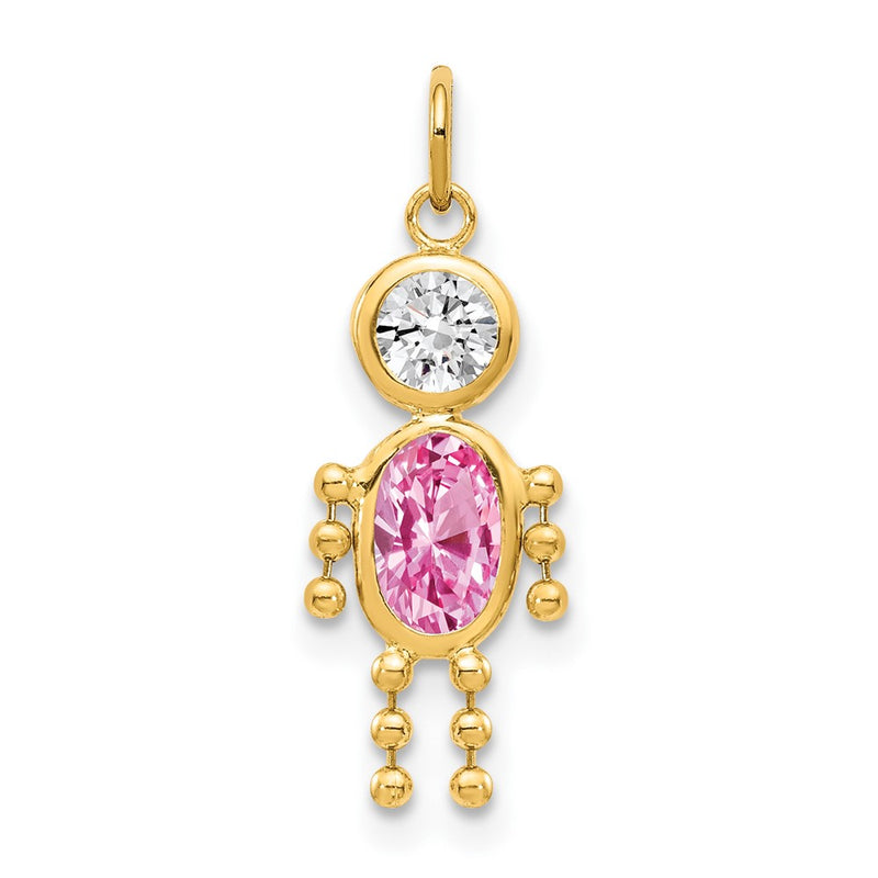 10K Yellow Gold October Boy Birthstone Charm