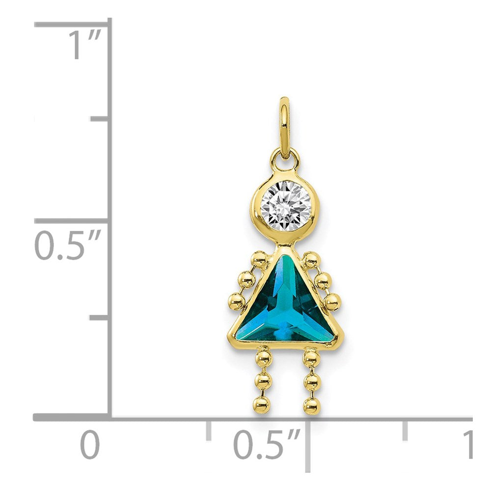 10K Yellow Gold December Girl Birthstone Charm