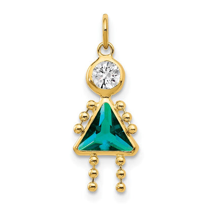 10K Yellow Gold December Girl Birthstone Charm