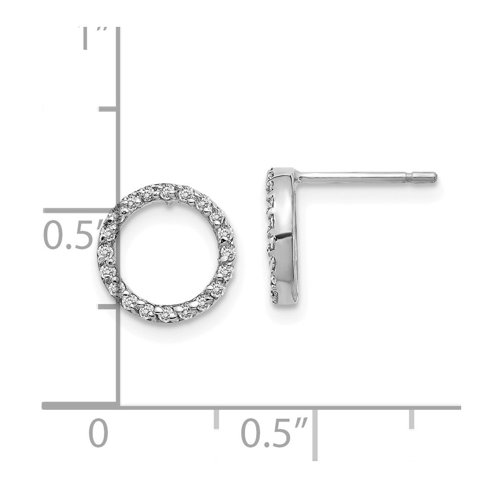 10K White Gold Diamond Open Circle Earrings