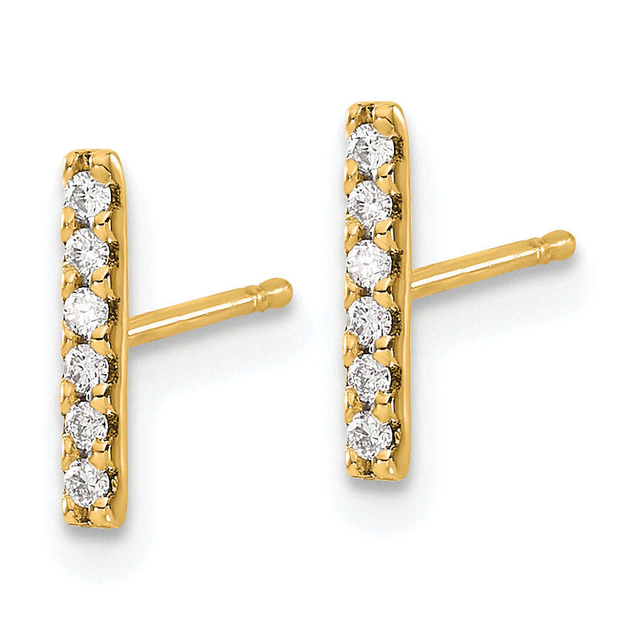 10K Yellow Gold Diamond Bar Earrings