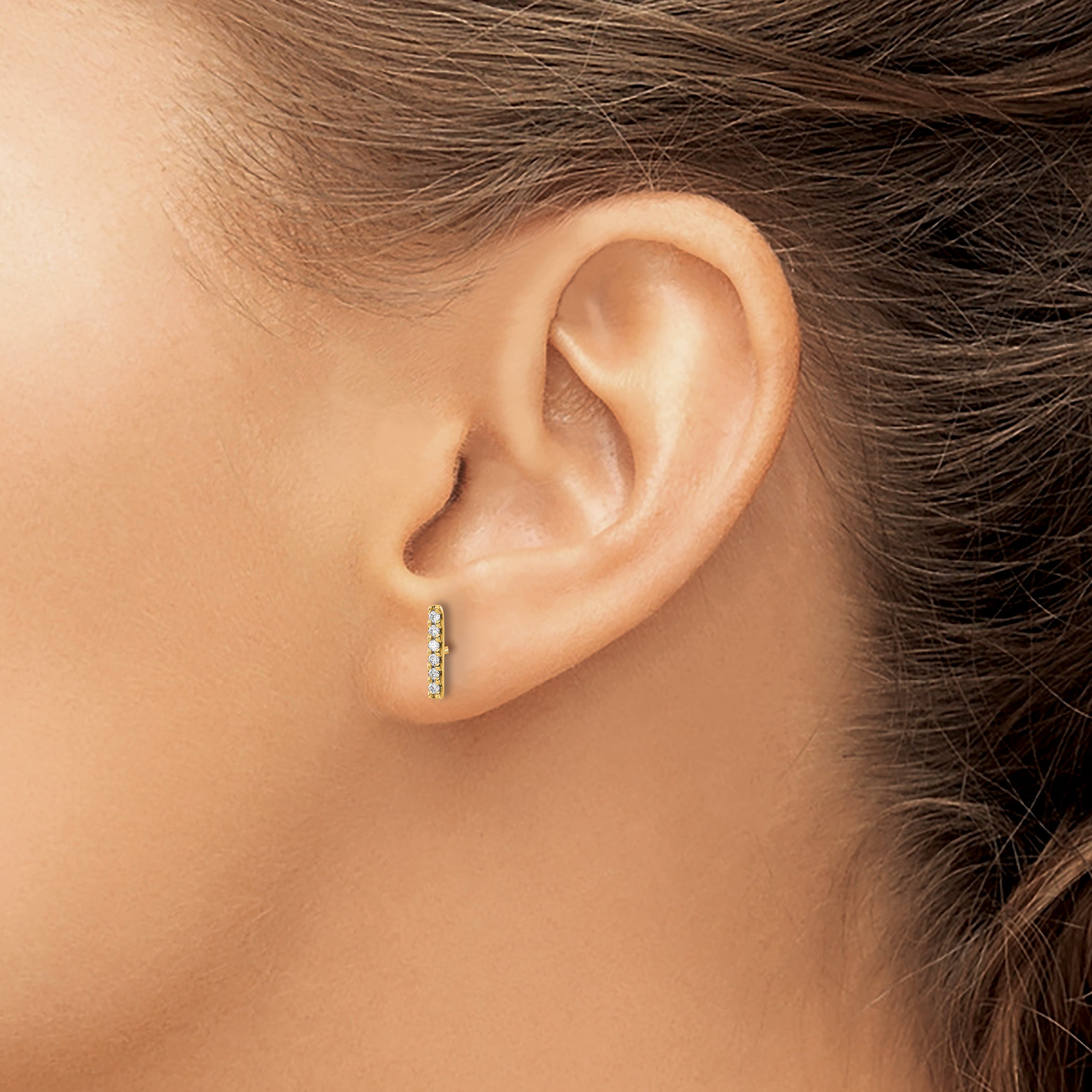 10K Yellow Gold Diamond Bar Earrings