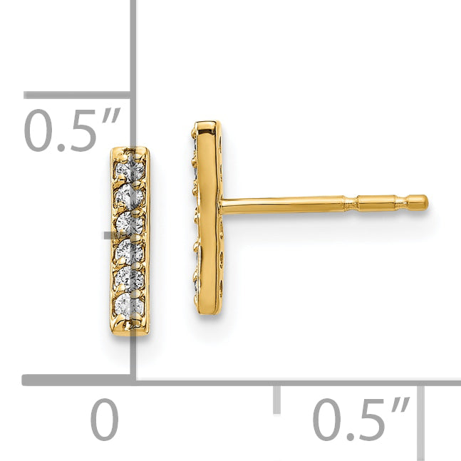 10K Yellow Gold Diamond Bar Earrings
