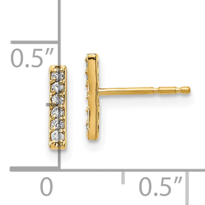 10K Yellow Gold Diamond Bar Earrings