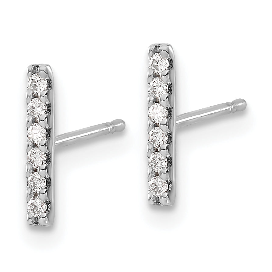 10K White Gold Diamond Bar Earrings