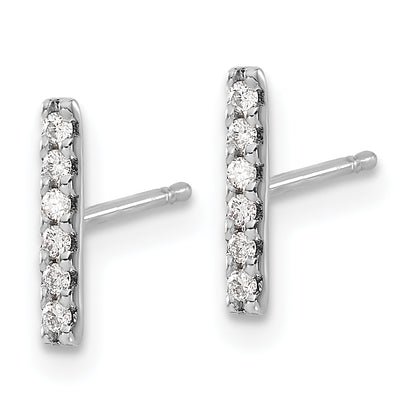 10K White Gold Diamond Bar Earrings