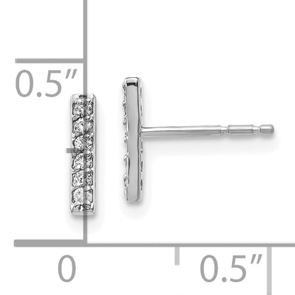 10K White Gold Diamond Bar Earrings