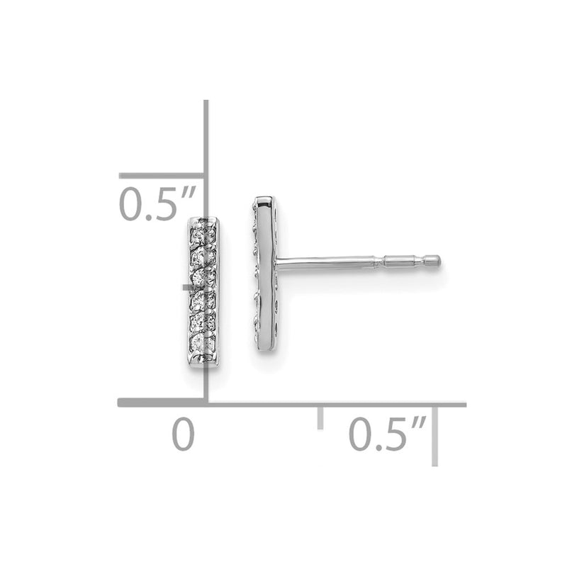 10K White Gold Diamond Bar Earrings