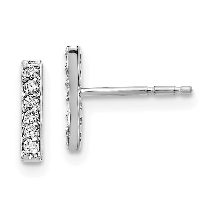 10K White Gold Diamond Bar Earrings