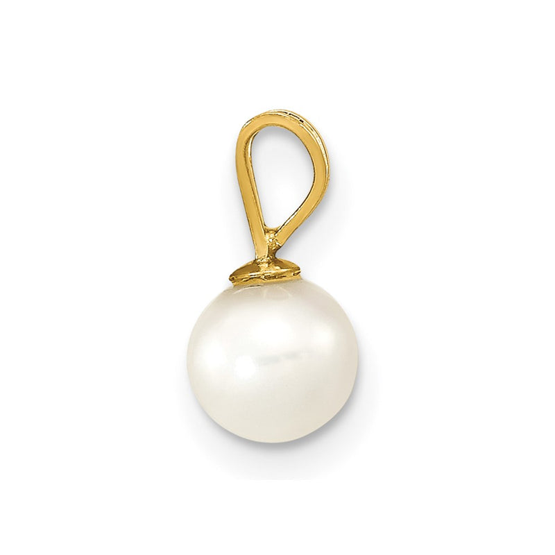 10K Yellow Gold 10K 5-6mm White Round Freshwater Cultured Pearl Pendant