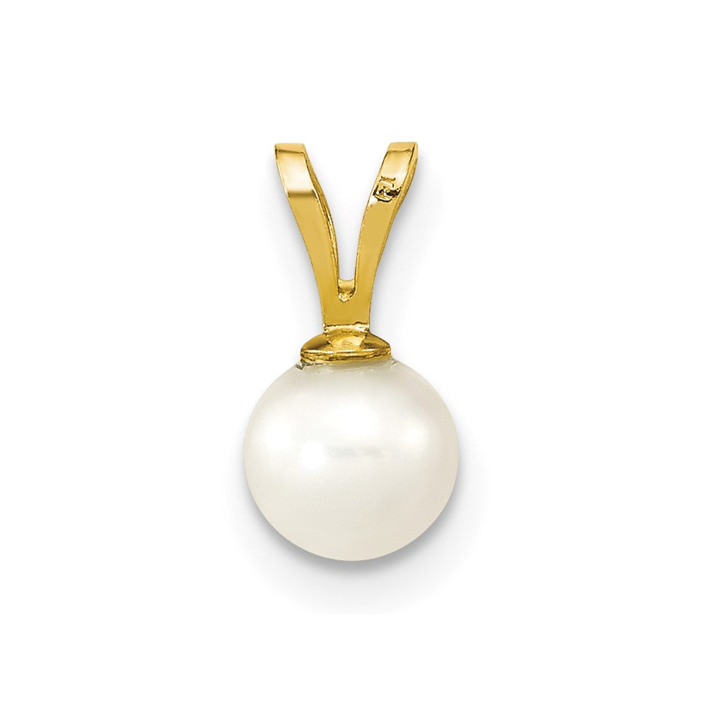 10K Yellow Gold 10K 5-6mm White Round Freshwater Cultured Pearl Pendant