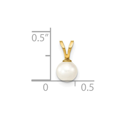 10K Yellow Gold 10K 5-6mm White Round Freshwater Cultured Pearl Pendant