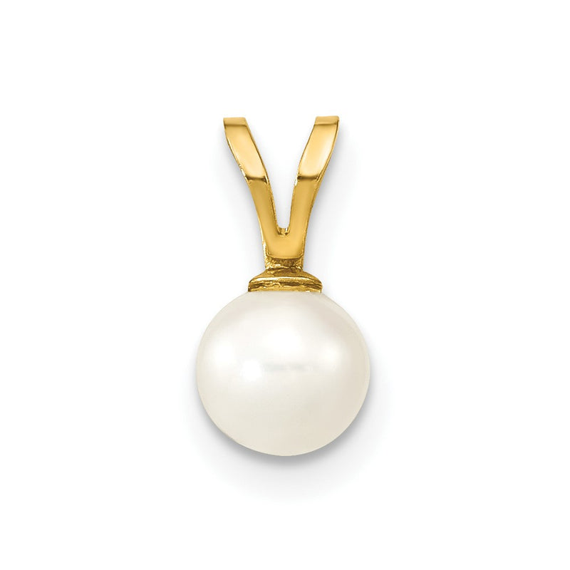 10K Yellow Gold 10K 5-6mm White Round Freshwater Cultured Pearl Pendant