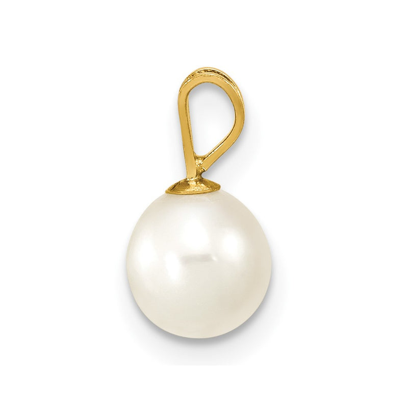 10K Yellow Gold 10K 6-7mm White Round Freshwater Cultured Pearl Pendant