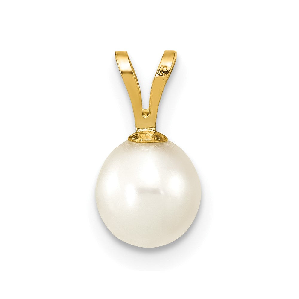 10K Yellow Gold 10K 6-7mm White Round Freshwater Cultured Pearl Pendant