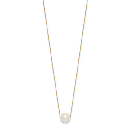 10K Yellow Gold 10-11mm White Round Freshwater Cultured Pearl 17 Inch Rope Necklace